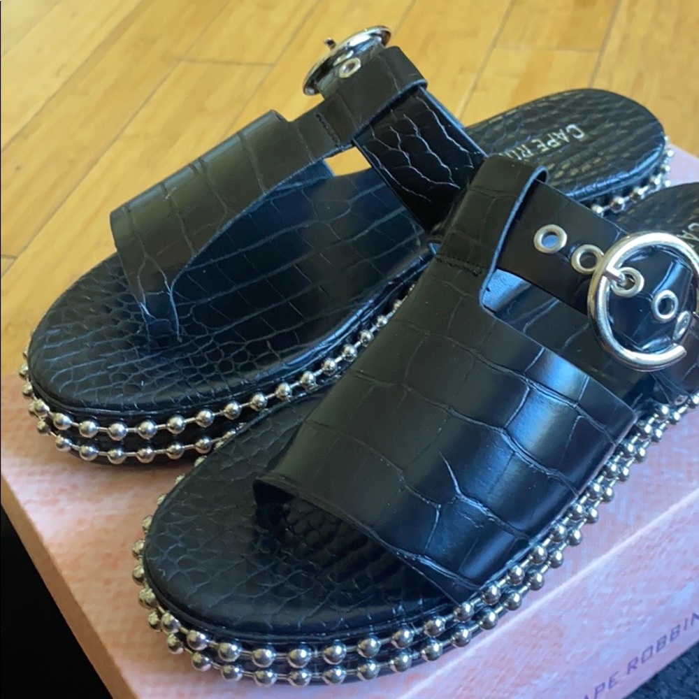 Croc & Silver Platform Sandal